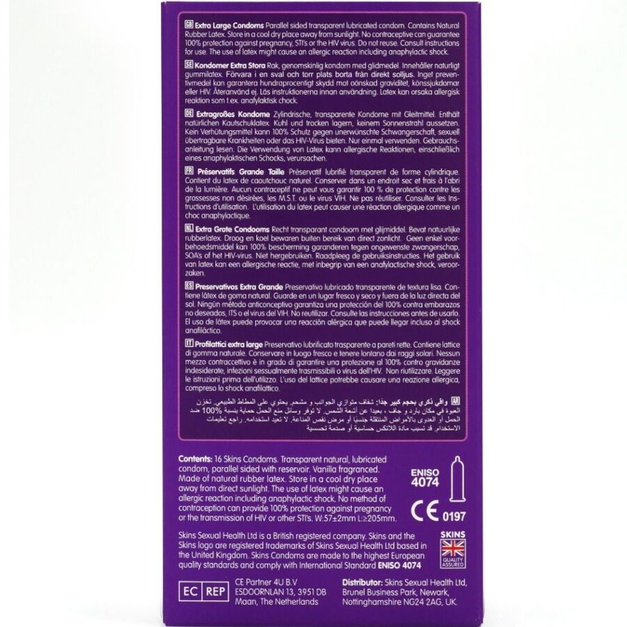 SKINS - EXTRA GROTE PREMIUM CONDOMS PAK 16