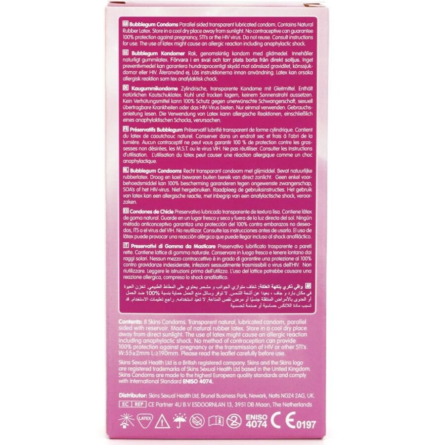 SKINS - BUBBLEGUM PREMIUM CONDOMS PAK 8