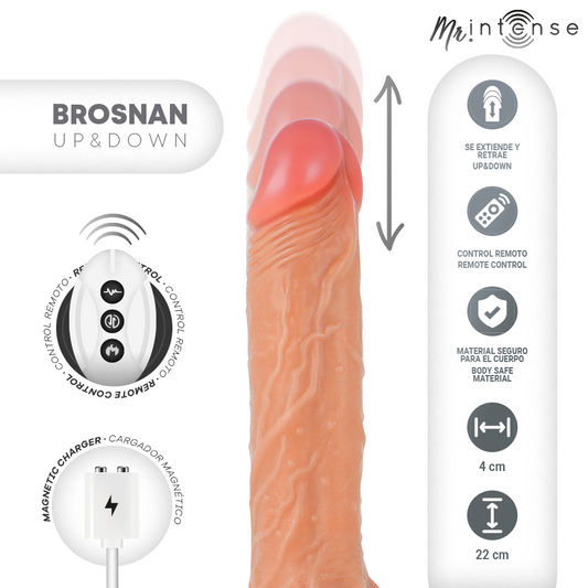 MR INTENSE - BROSNAN REALISTISCH MULTIFUNCTIONEEL MET VIBRATIE, OP EN NEER AFSTANDSBEDIENING, 22 CM - OF - 4 CM