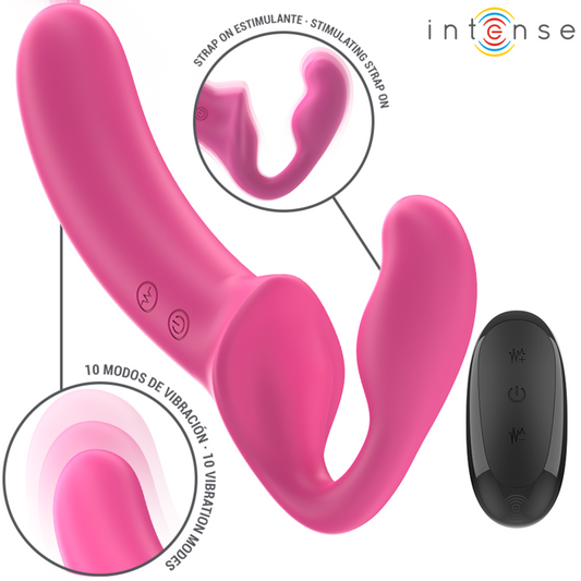 INTENSE - AMY DUBBELE VIBRATOR 20 CM ROZE AFSTANDSBEDIENING