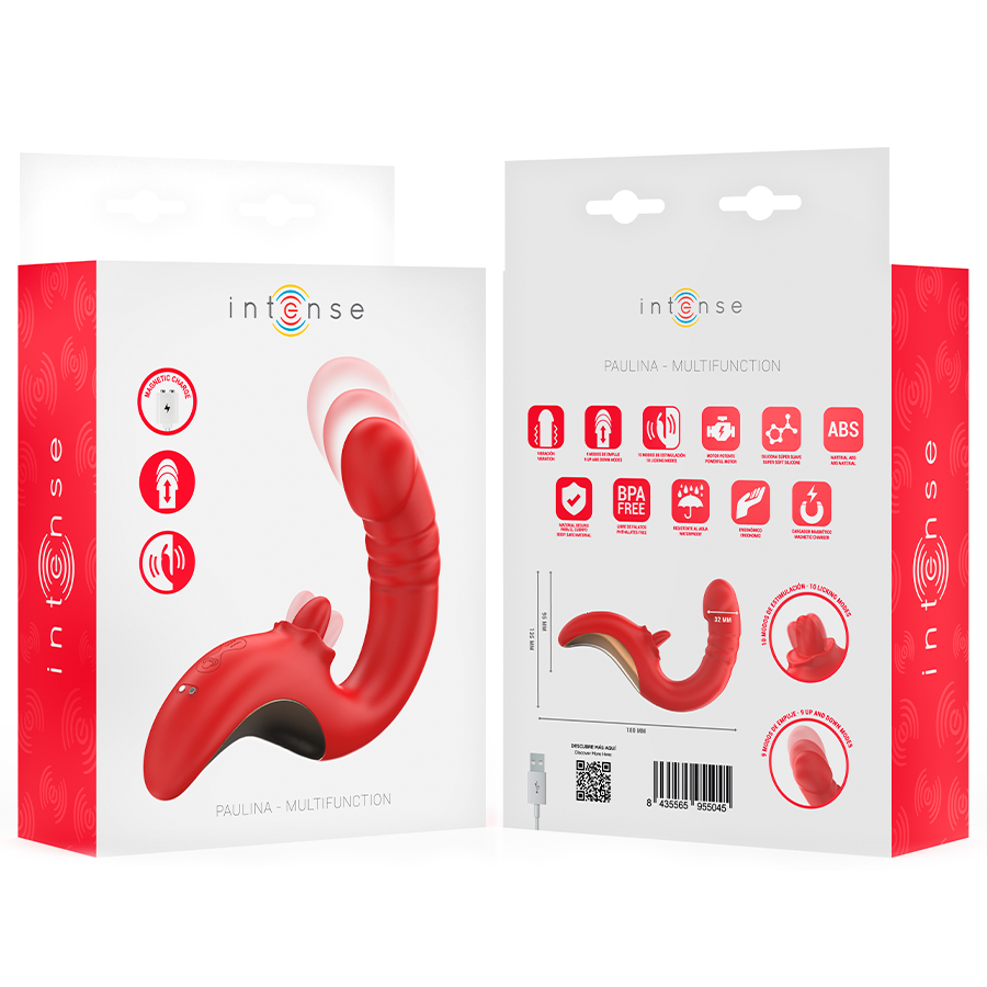 INTENSE - PAULINA VIBRATOR EN STIMULATOR IN U-VORM ROOD