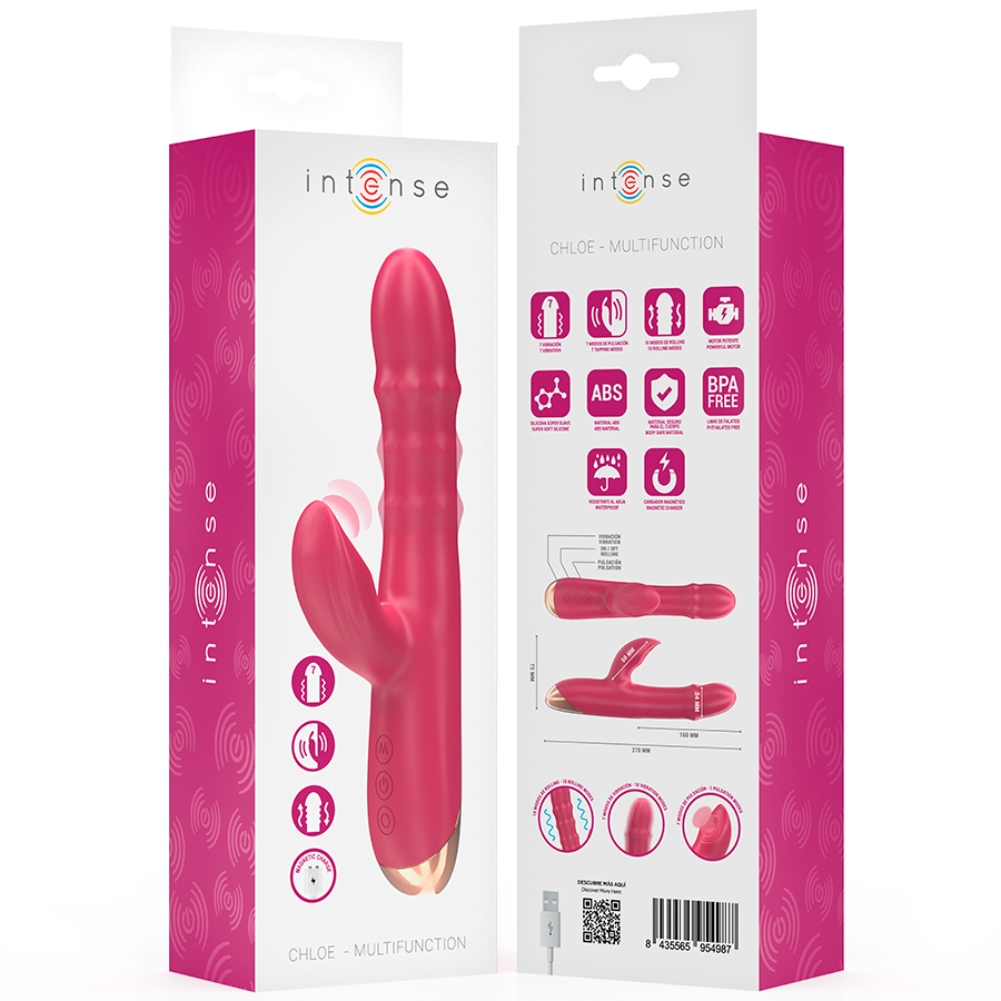 INTENSE - CHLOE MULTIFUNCTIONELE VIBRATOR 3 IN 1 ROOD