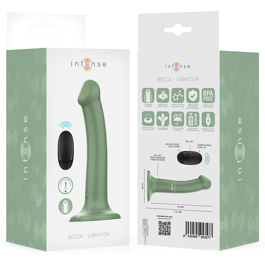 INTENSE - BECCA VIBRATOR MET ZUIGNAP 10 TRILLINGEN GROENE AFSTANDSBEDIENING