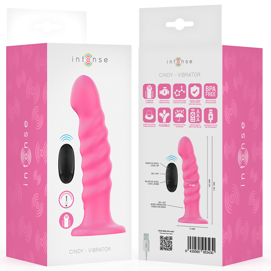 INTENSE - CINDY VIBRATOR MAAT L SPIRAAL DESIGN 10 TRILLINGEN ROZE AFSTANDSBEDIENING