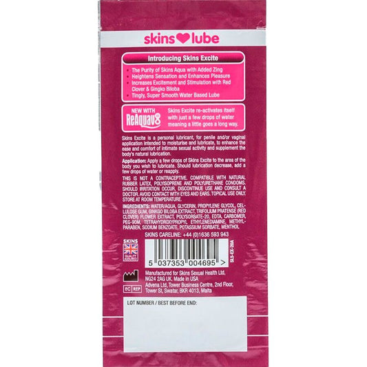 SKINS - EXCITE GLIJMIDDEL OP WATERBASIS ÉÉN DOSIS 5 ML