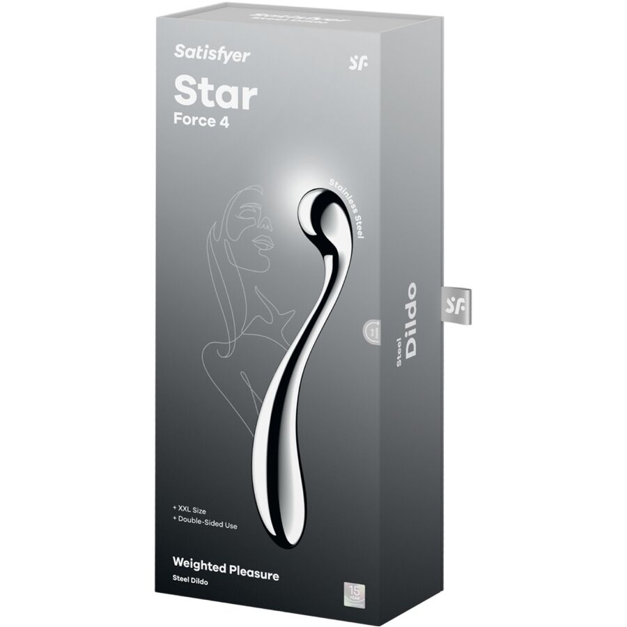 SATISFYER - STAR FORCE 4 DUBBELZIJDIGE DILDO VAN ROESTVRIJ STAAL