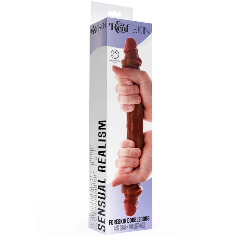 GET REAL - DUBBELZIJDIGE SILICONEN DILDO KARAMEL 35 CM