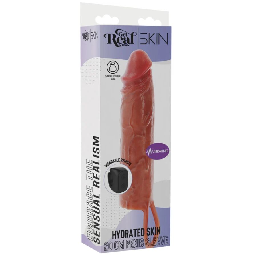 ECHT WAAR - GEHYDRATEERDE HUID SILICONEN VIBRERENDE PENISHOES KARAMEL 20 CM