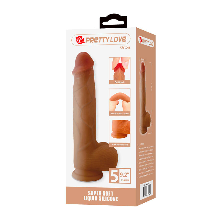PRETTY LOVE - ORTON REALISTISCHE DILDO MET ZUIGNAP 23,5 CM -Ø- 4,9 CM