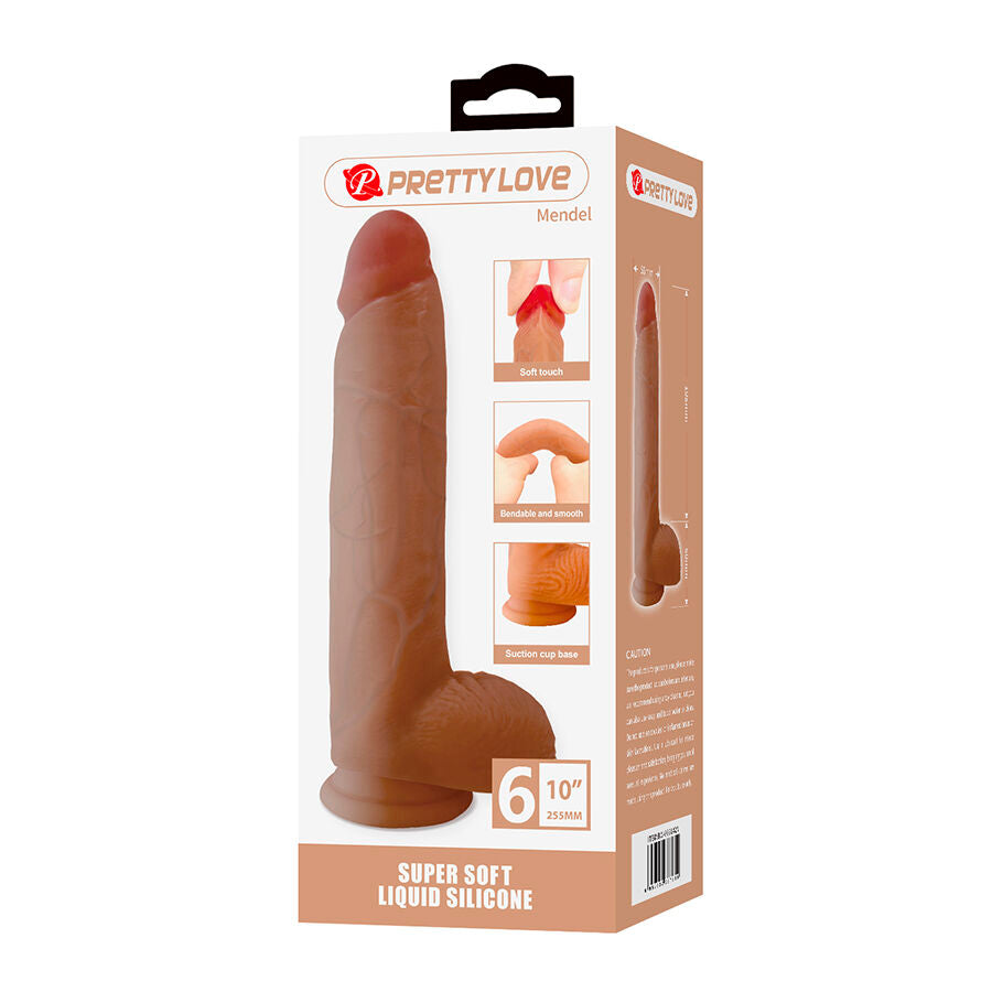 PRETTY LOVE - MENDEL REALISTISCHE DILDO MET ZUIGNAP 25,5 CM -Ø- 5,6 CM