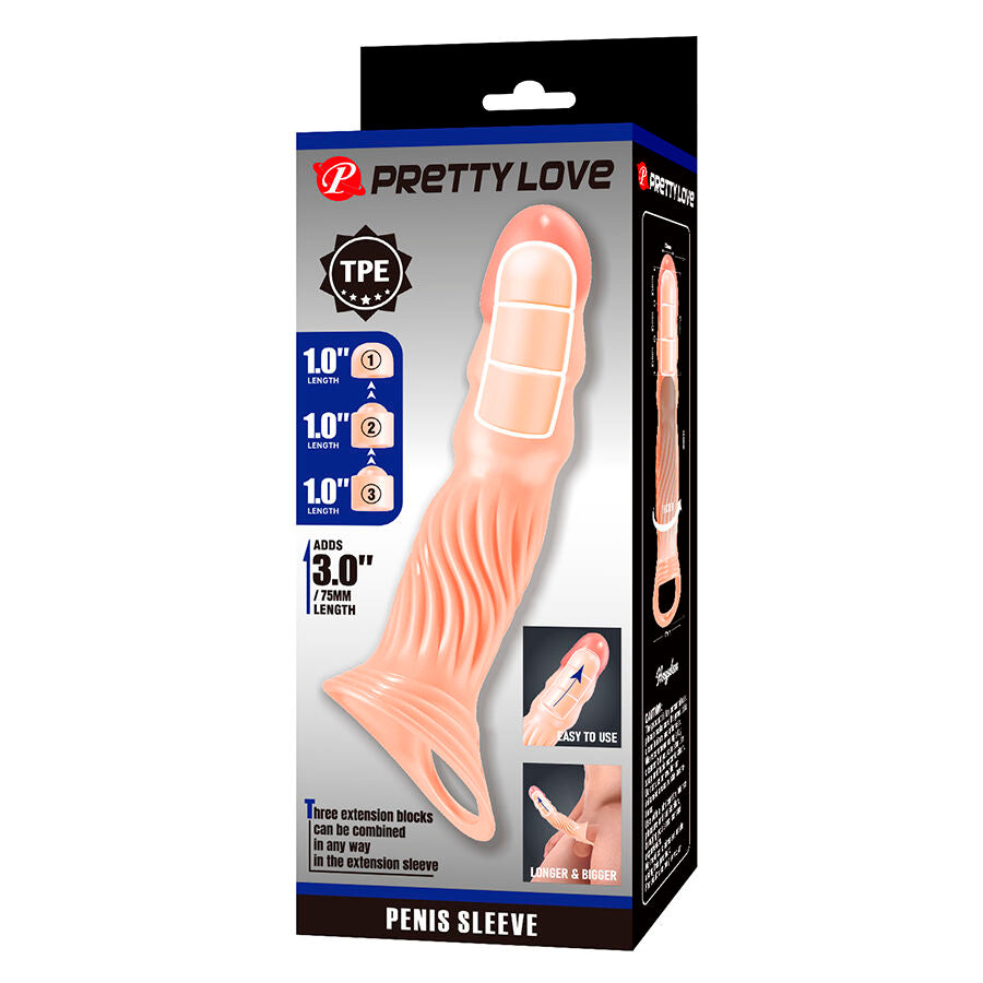 PRETTY LOVE - GETEXTUREERDE PENISHULS MET VERLENGSTUKKEN