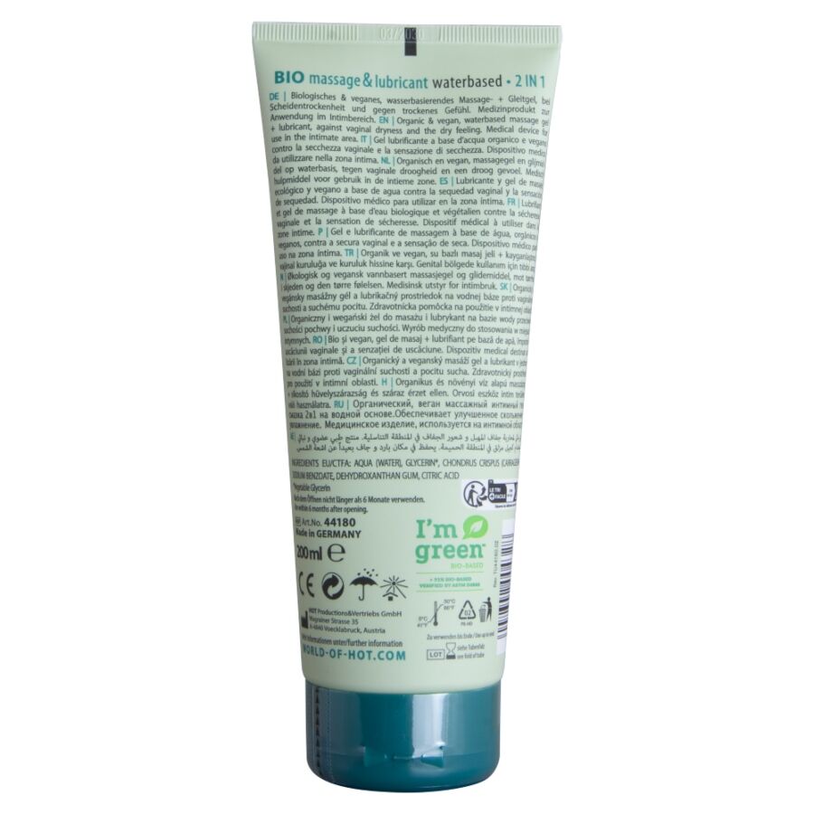 HOT - BIO MASSAGE & GLIJMIDDEL OP WATERBASIS 2 IN 1 200 ML