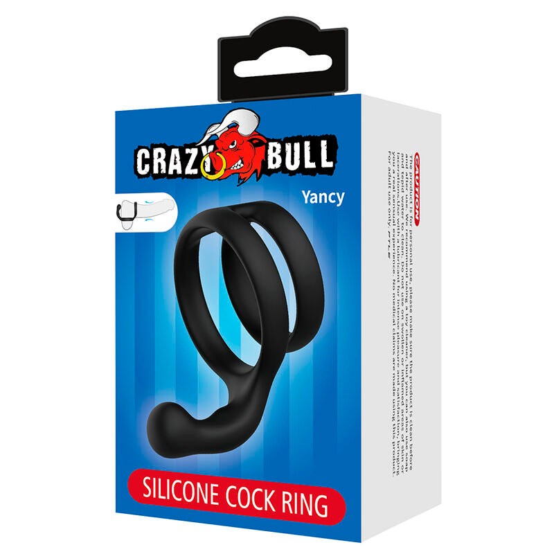 CRAZY BULL - YANCY DOUBLE COCK AND BALL RING BLACK