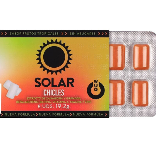 WUG Solar - De kauwgom die je huid voorbereidt op de zon. BLISTER MET 8 STUKS