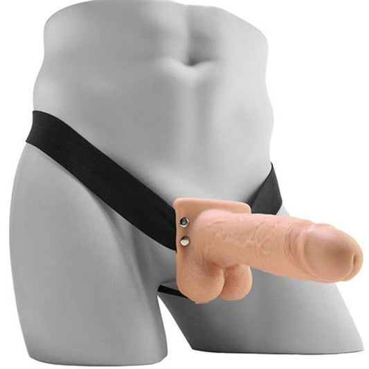 FETISH FANTASY SERIES - REALISTISCHE TRILLENDE HOLLE STRAP-ON MET BALLEN 17,8 CM