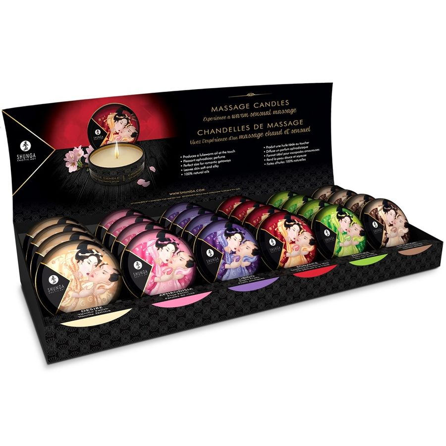 SHUNGA - MINI CARESS BY CANDLELIGHT DISPLAY MASSAGEKAARSEN 24 STUKS