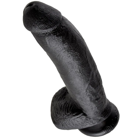 KING COCK - DILDO ZWART MET BALLEN 22.9 CM