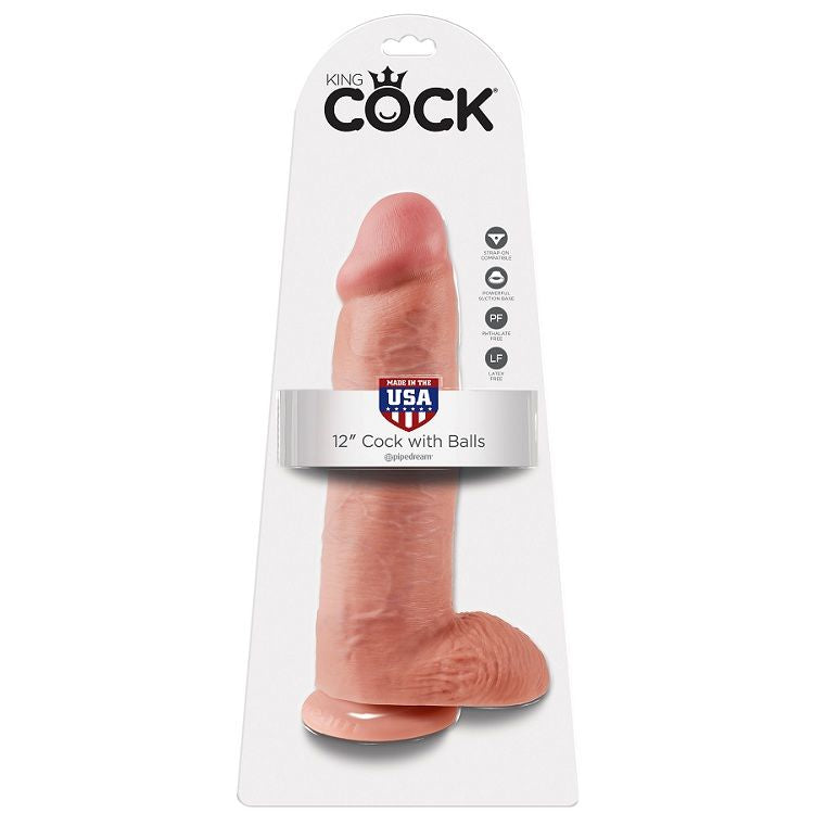 KING COCK - DILDO VLEES MET BALLEN 30,48 CM