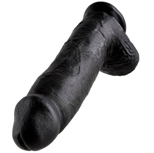 KING COCK - DILDO ZWART MET BALLEN 30,48 CM