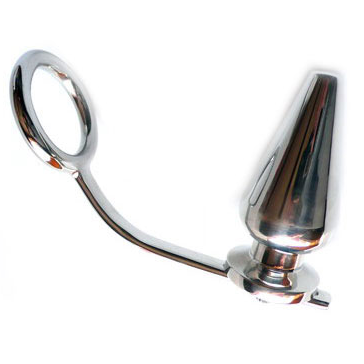 METAAL HARD - STALEN RING MET ANAALPLUG 45 X 50MM