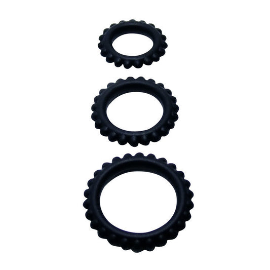 BAILE - TITAN SET 3 STUKS PIEMELRING ZWART 2.8 + 2.4 + 1.9 CM
