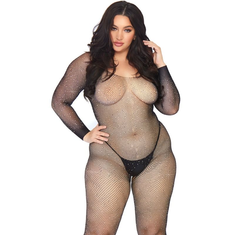 LEG AVENUE - BODY STOCKING MET NET EN KRISTALLEN 1X-2X