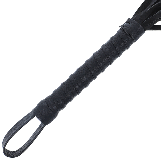 DARKNESS - ZWARTE BONDAGEZWEPE MET LEREN HANDVAT