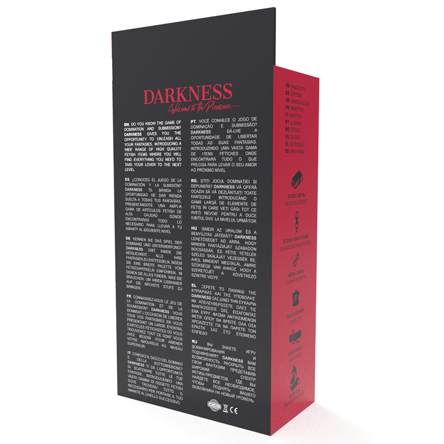 DARKNESS - ZWARTE VERSTELBARE LEREN HANDBOEIEN MET VOERING