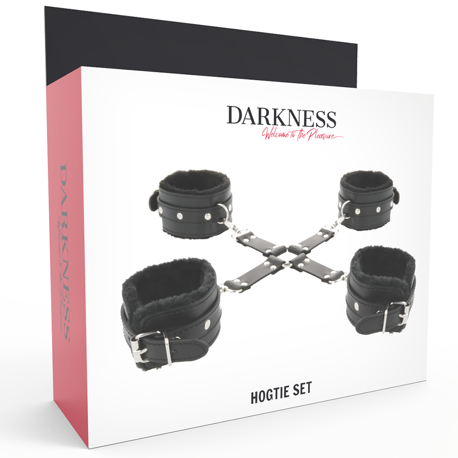 DARKNESS - LEREN HANDBOEIEN VOOR VOET EN HANDEN ZWART