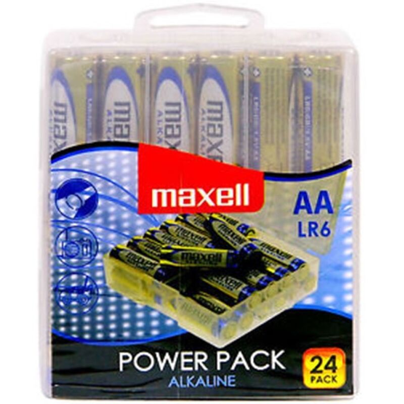 MAXELL - ALKALINE BATTERIJ AA LR6 VERPAKKING * 24 BATTERIJEN