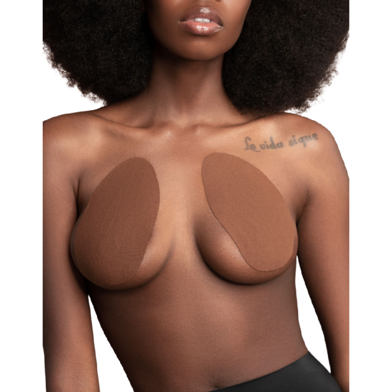 BYE-BRA - BORSTVERGROTER + 3 PAAR SATIJNEN BRUINE CUPS D/F