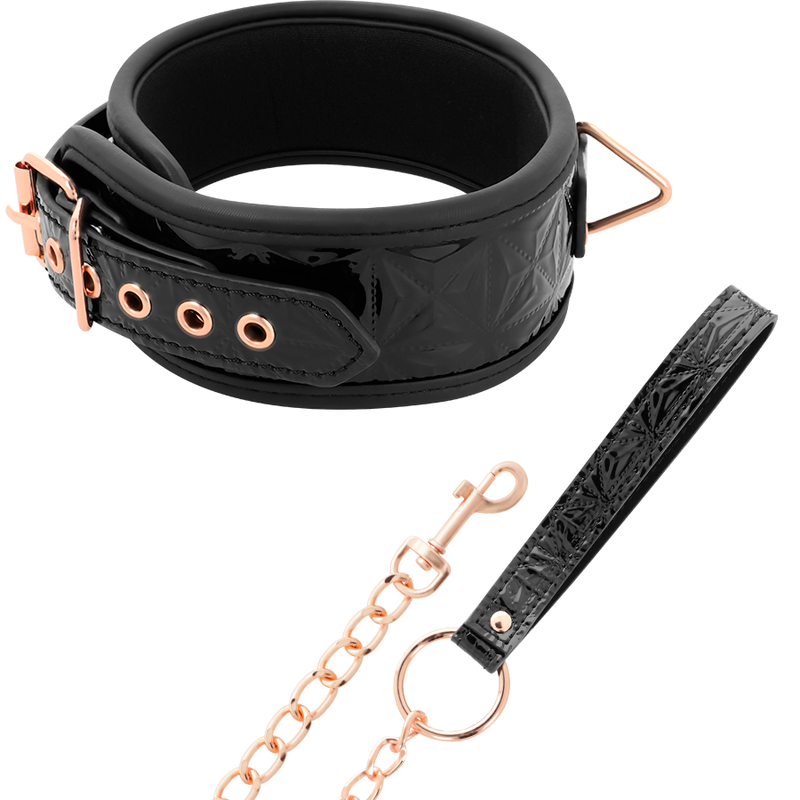 BEGME - ZWARTE EDITIE PREMIUM VEGAN LEREN HALSBAND MET NEOPREEN VOERING