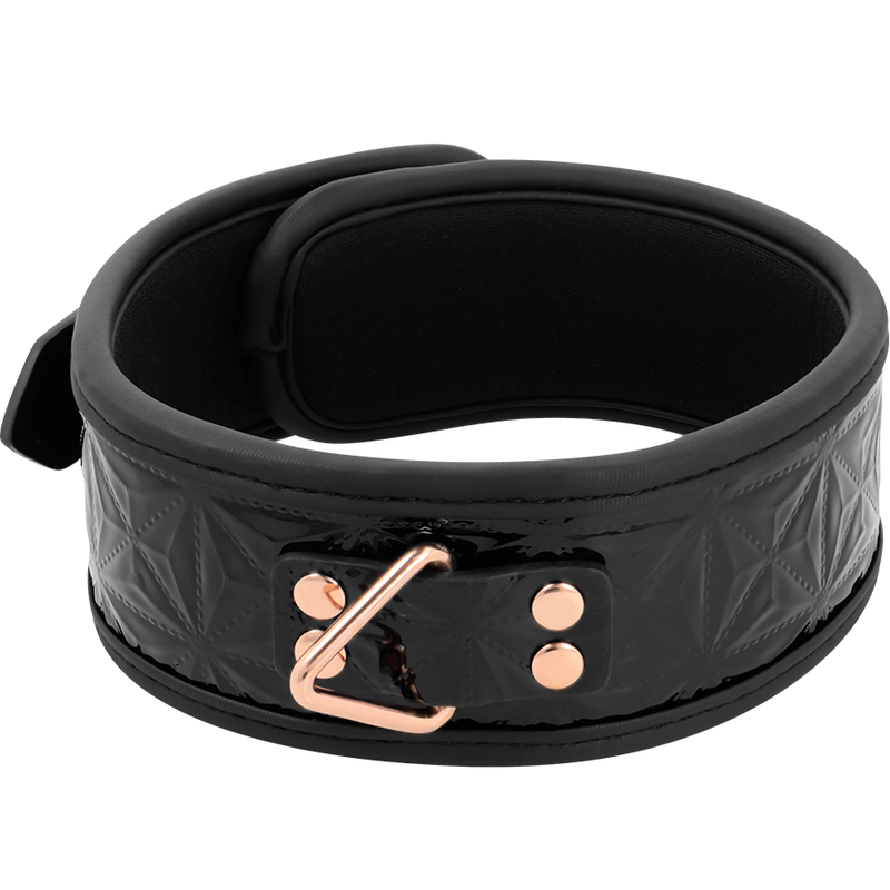 BEGME - ZWARTE EDITIE PREMIUM VEGAN LEREN HALSBAND MET NEOPREEN VOERING