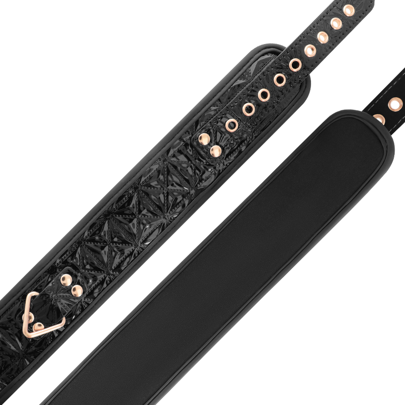 BEGME - ZWARTE EDITIE PREMIUM VEGAN LEREN HALSBAND MET NEOPREEN VOERING