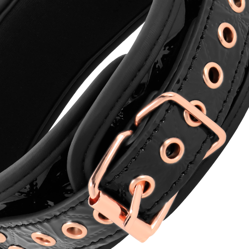 BEGME - ZWARTE EDITIE PREMIUM VEGAN LEREN HALSBAND MET NEOPREEN VOERING