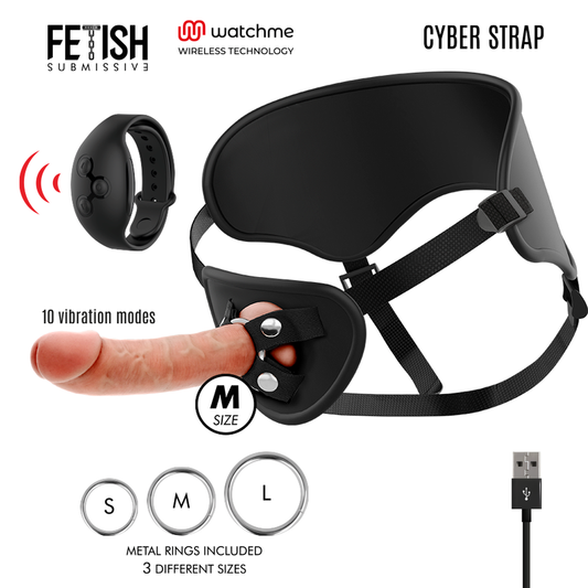 FETISH SUBMISSIVE CYBER STRAP - TUIGJE MET AFSTANDSBEDIENING DILDO WATCHME M TECHNOLOGIE