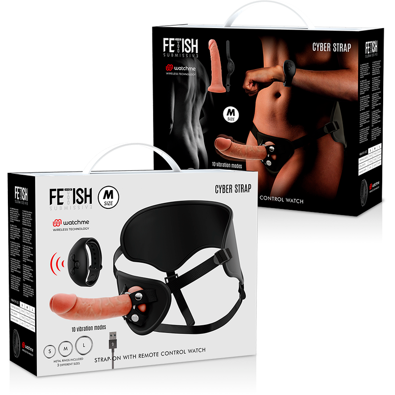 FETISH SUBMISSIVE CYBER STRAP - TUIGJE MET AFSTANDSBEDIENING DILDO WATCHME M TECHNOLOGIE