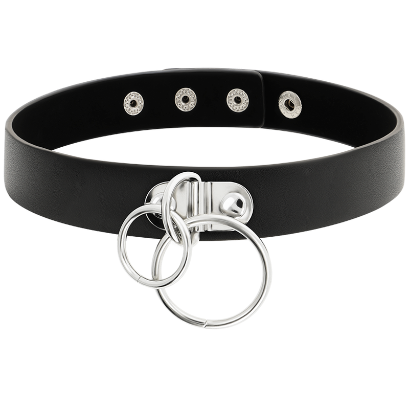 COQUETTE CHIC DESIRE - DUBBELE RING VEGAN LEREN CHOKER