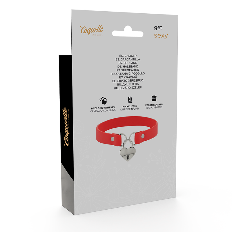 FLIRTATIEVE CHIQUE WENS - RODE VEGAN LEREN KETTING MET HART ACCESSOIRE MET SLEUTEL
