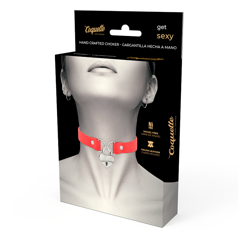 FLIRTATIEVE CHIQUE WENS - RODE VEGAN LEREN KETTING MET HART ACCESSOIRE MET SLEUTEL