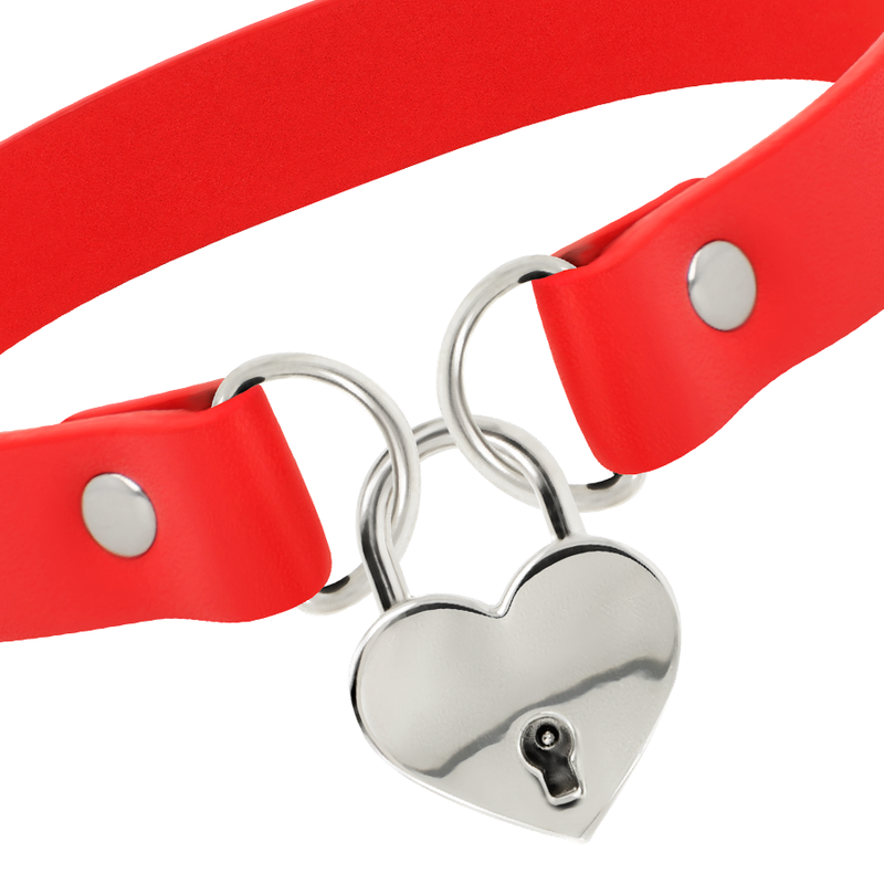 FLIRTATIEVE CHIQUE WENS - RODE VEGAN LEREN KETTING MET HART ACCESSOIRE MET SLEUTEL