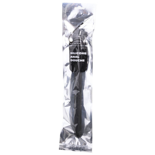 VOLLEDIG ZWART - GERIBBELDE DOUCHE ANALE SILICONE 27 CM