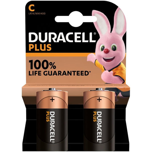 DURACELL - PLUS POWER ALKALINE BATTERIJ C LR14 2 STUKS