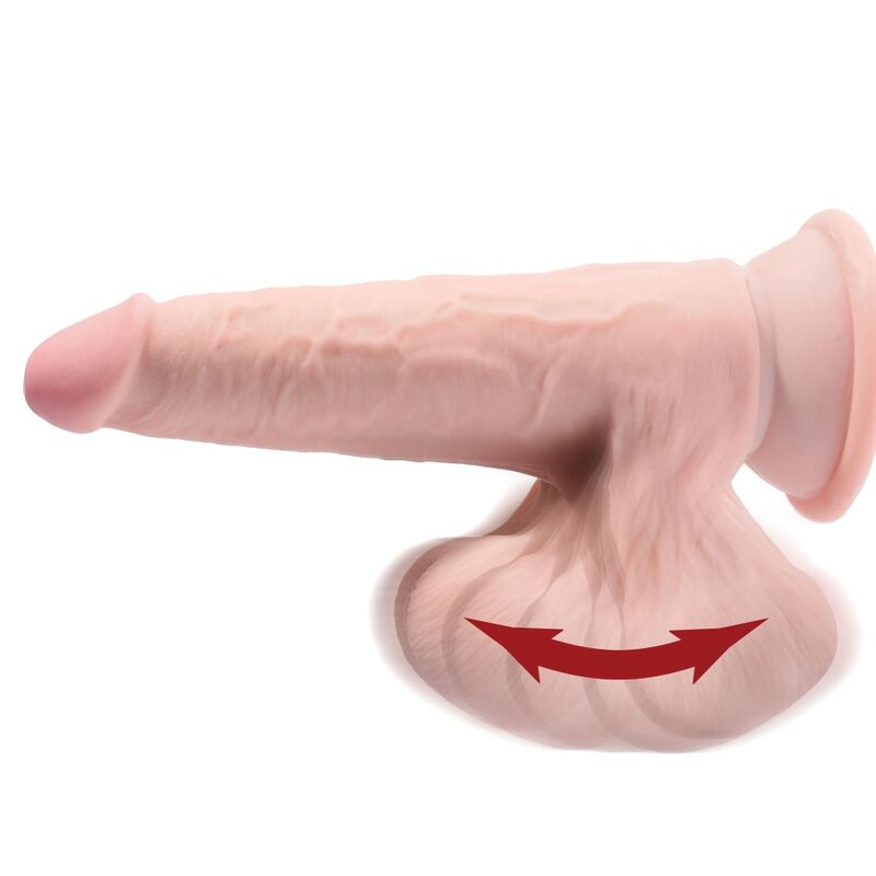 KING COCK - PLUS 3D DILDO ZWENKENDE BALLEN 24,5 CM LICHTE HUIDSKLEUR
