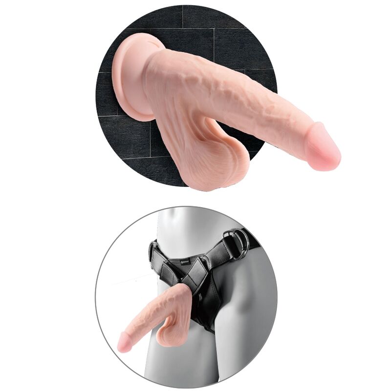 KING COCK - PLUS 3D DILDO ZWENKENDE BALLEN 24,5 CM LICHTE HUIDSKLEUR