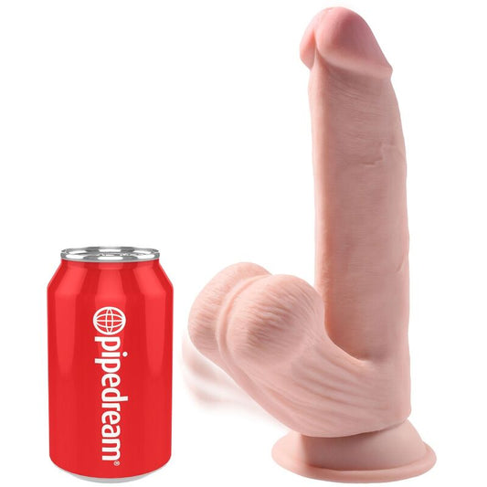KING COCK - PLUS 3D DILDO ZWENKENDE BALLEN 24,5 CM LICHTE HUIDSKLEUR