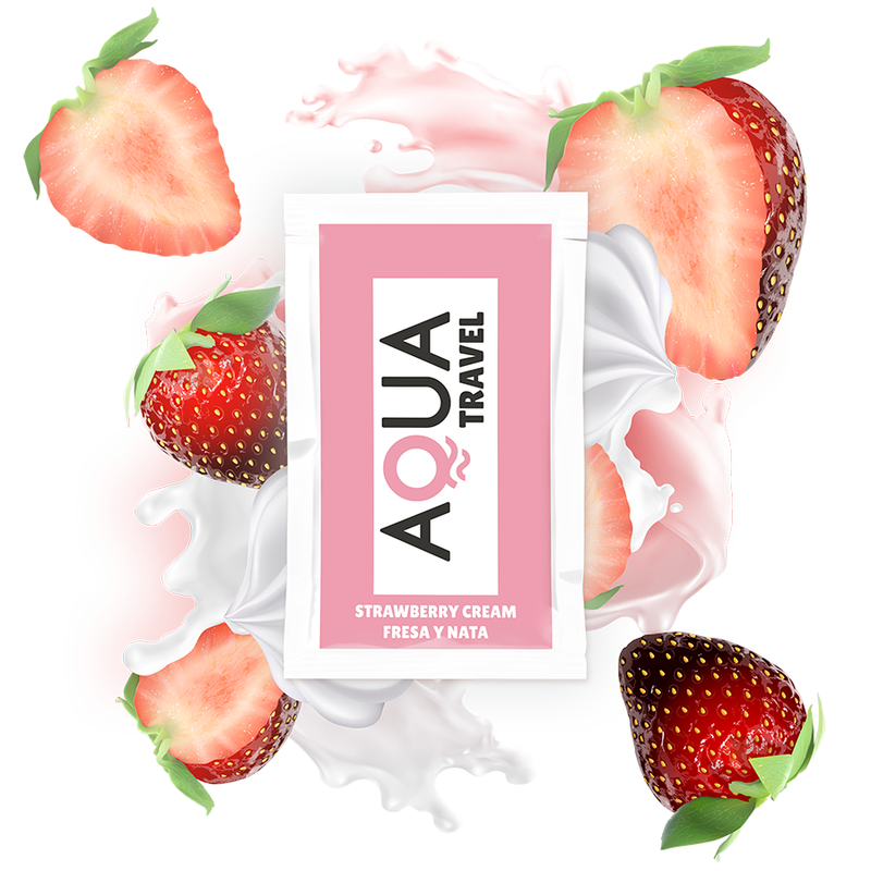 AQUA TRAVEL - GLIJMIDDEL OP WATERBASIS MET AARDBEI-ROOMSMAAK 6 ML