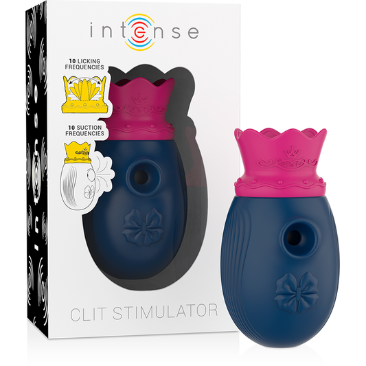 INTENSE - CLITORISSTIMULATOR 10 ZUIG- EN LIKSTANDEN - BLAUW