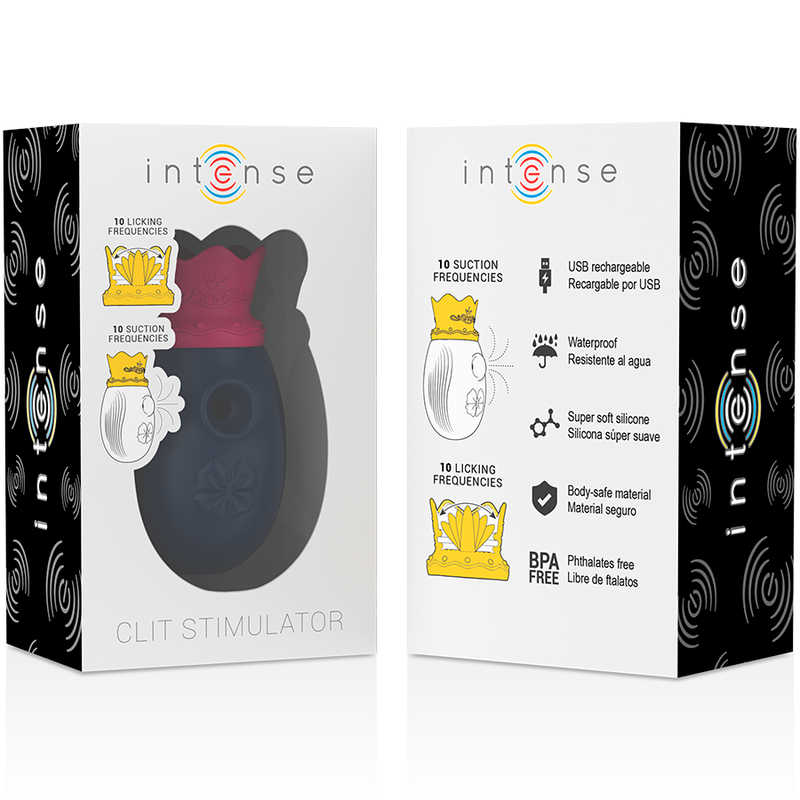 INTENSE - CLITORISSTIMULATOR 10 ZUIG- EN LIKSTANDEN - BLAUW