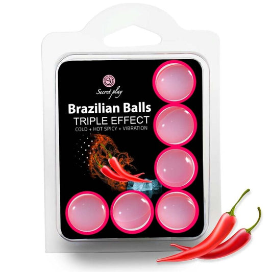 SECRETPLAY - SET 6 BRAZILIAANSE BALLEN DRIEVOUDIG EFFECT